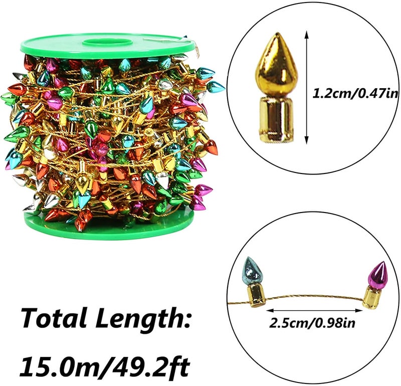 Orgrimmar Fake Light String Christmas Decoration Doll House Miniature Furniture Accessories String Lights (15m/591inch) - Image 2